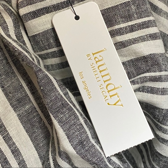 Laundry by Shelli Segal gray white linen blend top blouse small NWT career work - Picture 6 of 9